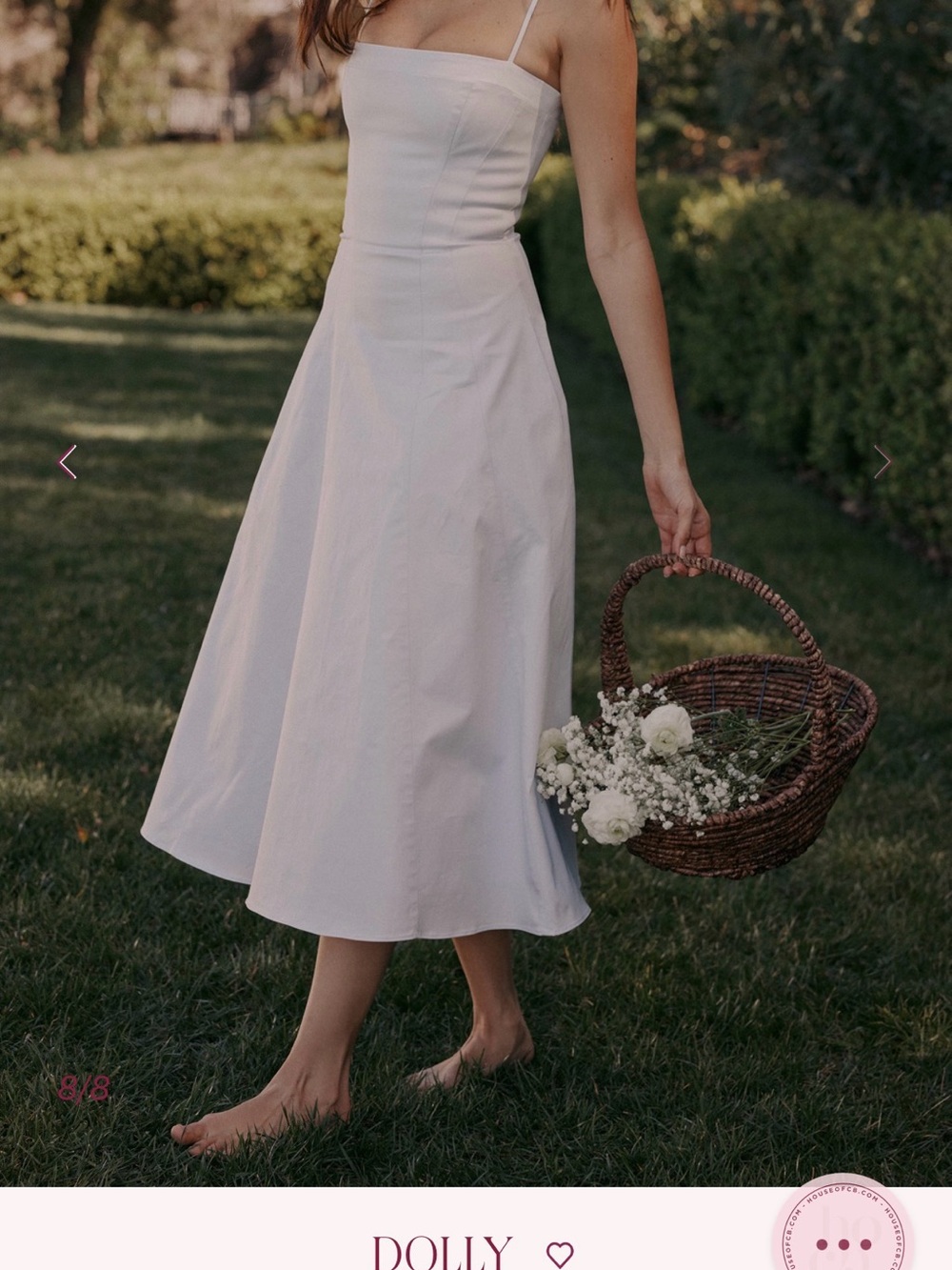 House of CB ‘Dolly’ White Stretch Cotton A-Line Midi Sundress - Picture 4 of 8